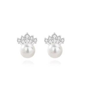 Elegant 925 Pure Silver with White Pearl studs